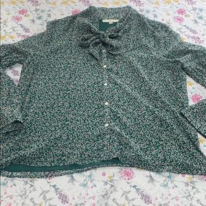 Loft floral button front blouse, size XXL